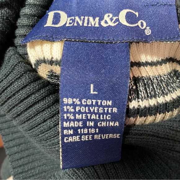 Vtg 90s y2k Ribbed Sweater Turtleneck Knit stripes with Metallic thread 2000s. - Picture 5 of 6